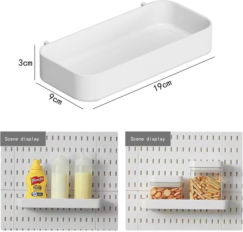 Chris.W 2Pack Pegboard Trays & Bins - White Pegboard Shelf & Spice Holder (7.5" x 3.5" x 1.2") - Compatible with IKEA Skadis - Image 2